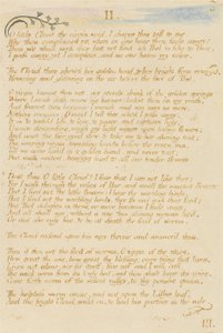 O little Cloud ...、The Book of Thel、1789のプレート5（レリーフエッチングはwcで茶色に印刷） 作： William Blake